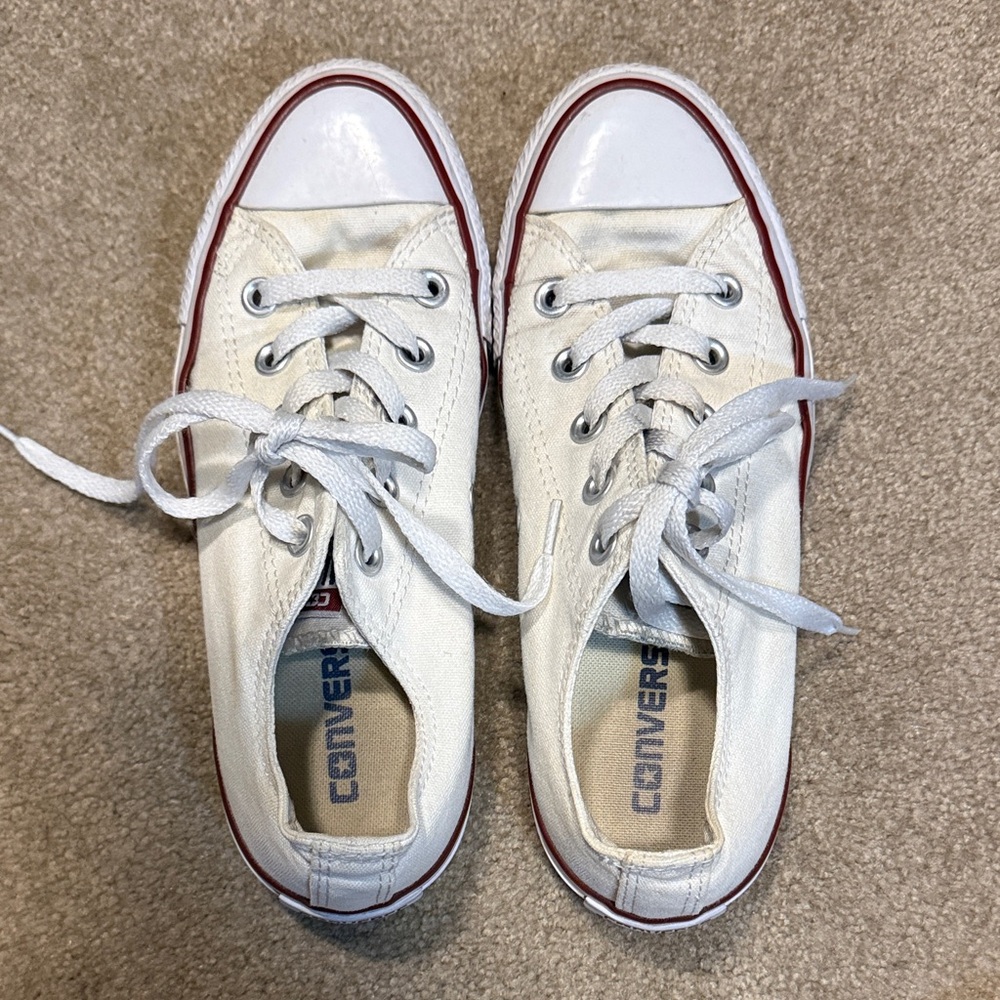 Converse Cream Sneakers with Red Accents